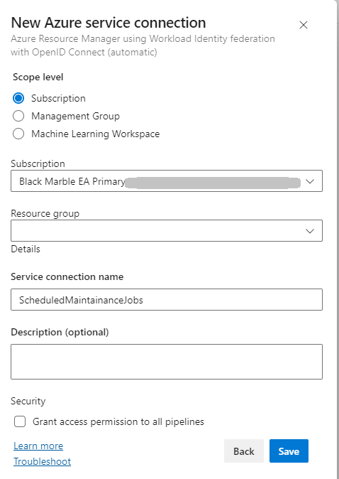 Create Service Connection